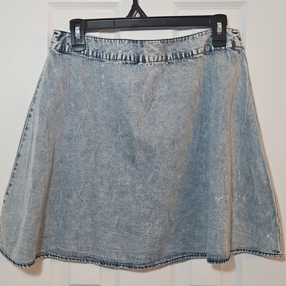Rue 21 Women's 11/12 Denim Mini A Line Skirt Distressed